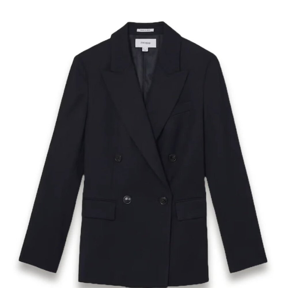 Mint Condition Reiss Wool Blend Double Breasted Suit Blazer - Size 0